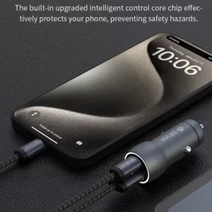 Devia Extreme Speed Series 30W PD+QC USB+Type-C autós töltő adapter+Type-C/Type-C kábel 1m – fekete