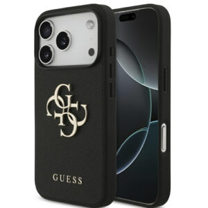 Guess Grained Big 4G & Classic Logo Apple iPhone 17 Pro Max hátlap tok, fekete