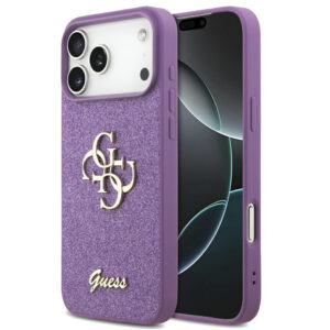 Guess Fixed Glitter Big 4G Apple iPhone 17 Pro Max hátlap tok, csillámos, lila
